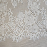 Ivory Fine Lace Trim — featuring scalloped edges, eyelash detail and floral motifs, in cotton and nylon, 30cm wide