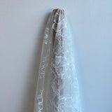 Ivory Floral Lace — featuring scalloped edges, eyelash detail and floral motifs, in nylon, 140cm wide