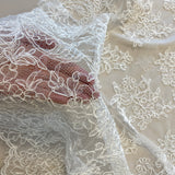 Ivory Fine Corded Lace — featuring scalloped edges, floral motifs and a corded texture, in nylon, cotton and viscose, 140cm wide