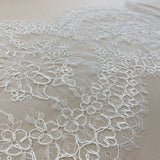 Ivory Fine Corded Lace Trim — featuring floral motifs and a corded texture, in nylon, viscose and cotton, 30cm wide