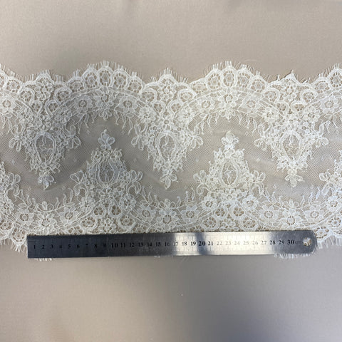 Fine Corded Lace Trim (1671T) Mid Ivory
