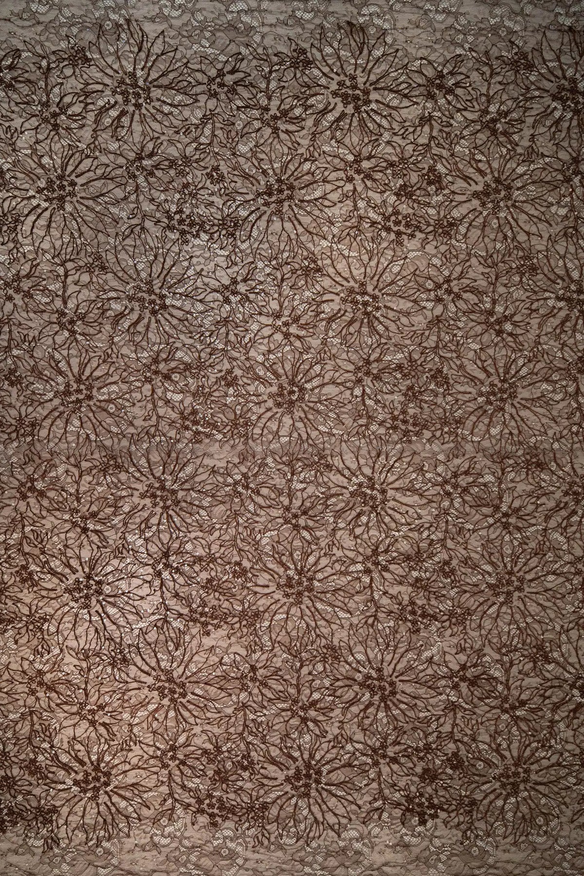 Sequined Floral Corded Lace (1683BD) - Chocolate
