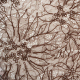 Chocolate Sequined Floral Corded Lace — featuring floral motifs, a corded texture and sequins, in nylon and viscose, 130cm wide