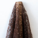 Sequined Floral Corded Lace (1683BD) - Chocolate