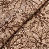 Sequined Floral Corded Lace (1683BD) - Chocolate