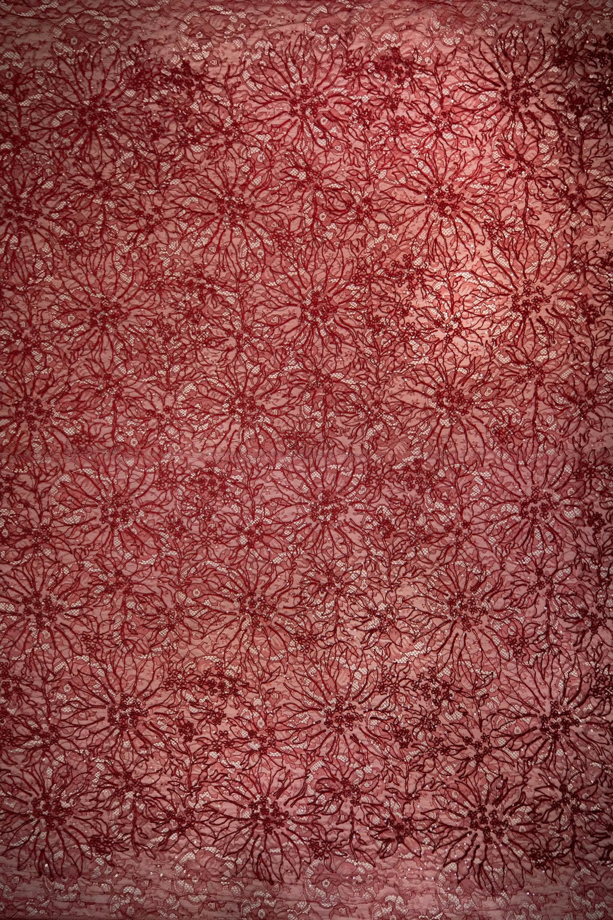 Sequined Floral Corded Lace (1683BD) - Rust