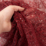 Sequined Floral Corded Lace (1683BD) - Rust