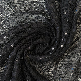 Beaded Scalloped Leavers Lace (1684BD) - Black