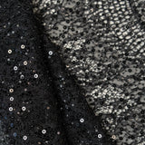 Beaded Scalloped Leavers Lace (1684BD) - Black