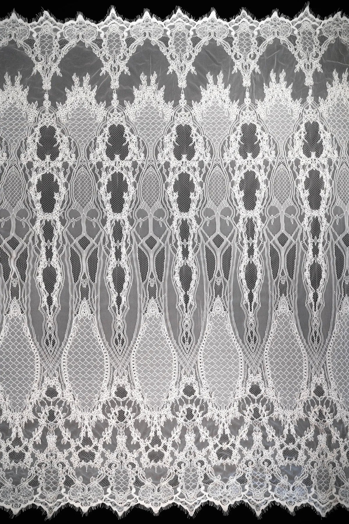 Ornate Floral Corded Lace (1685) - Ivory