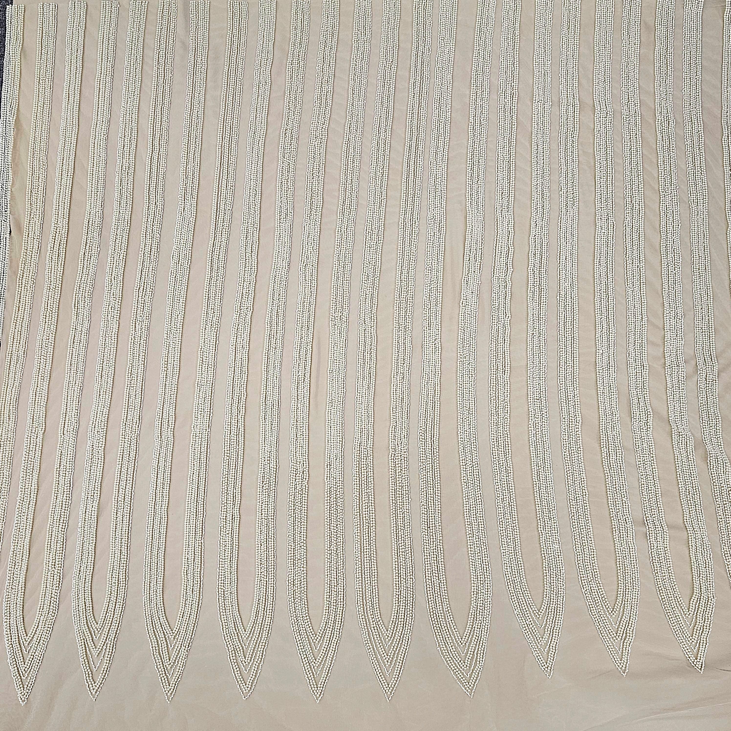 Ivory Beaded Tulle — featuring hand-beading, 100% polyamide, 140cm wide