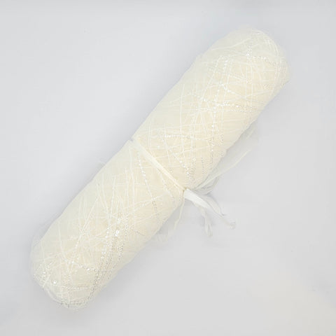 Remnant Embroidered Sequined Tulle (W53850) Ivory