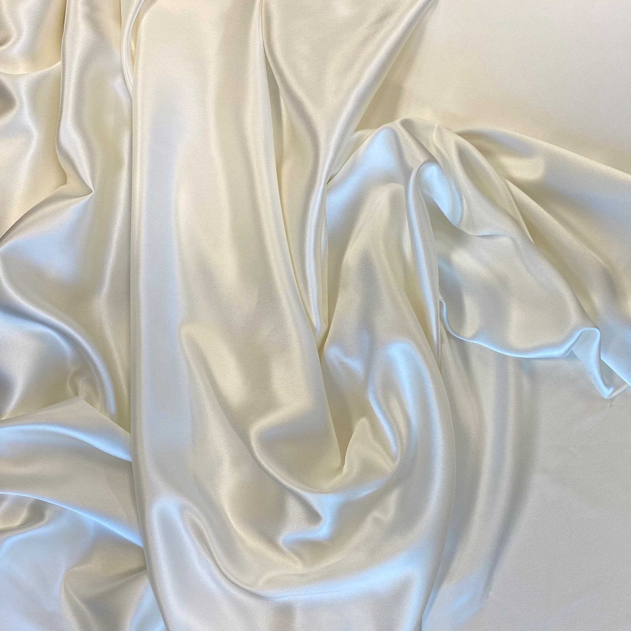Ivory Silk Satin 25mm — a medium-heavy weight silk satin with a lustrous finish, 100% mulberry silk