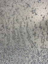 Silver Sequined Tulle — featuring sequins, 100% polyamide, 140cm wide