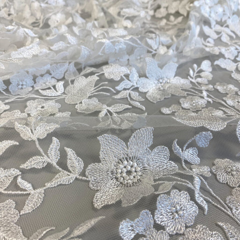 Embellished Floral Tulle (VJ1256050) Ivory Unbeaded