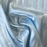 Sky Blue Liquid Satin — smooth and glossy with a liquid, wet-look shimmer, 100% polyester, 150cm wide