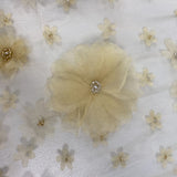 Butter Embellished 3D Tulle — featuring floral motifs, a 3D floral design and hand-beading, 100% nylon, 140cm wide