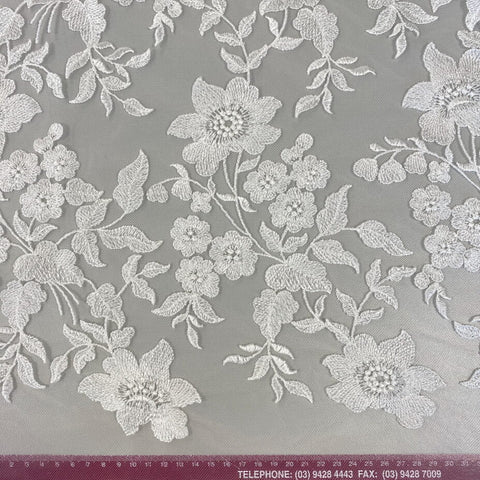 Embellished Floral Tulle (VJ1256050) Ivory Unbeaded