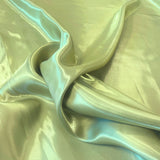 Sage Liquid Satin — smooth and glossy with a liquid, wet-look shimmer, 100% polyester, 150cm wide