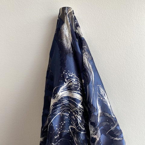 Printed Devore Navy