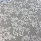 Ivory Embellished Floral Tulle — featuring floral motifs, 60% rayon 40% nylon, 140cm wide
