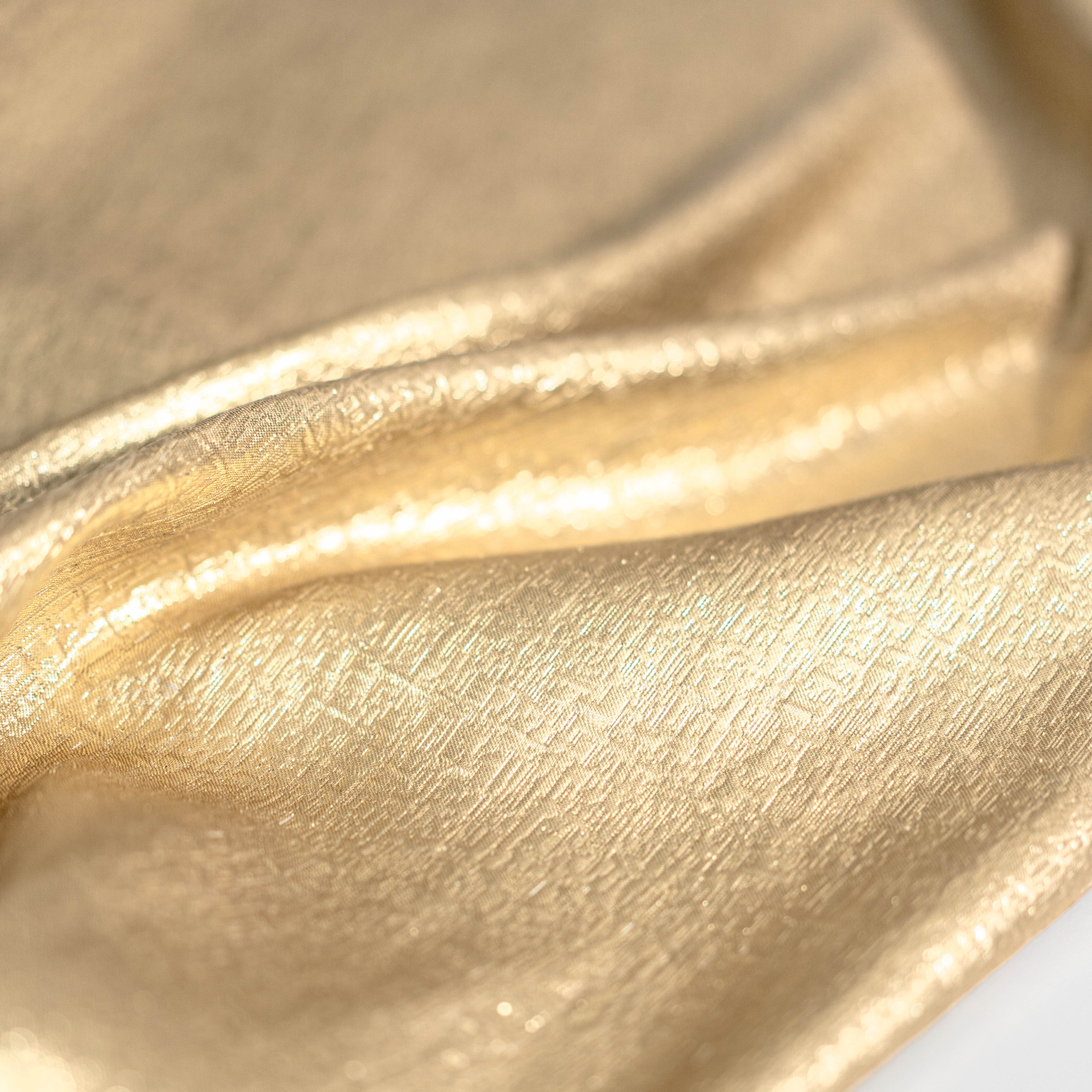 Metallic gold jacquard brocade fabric draped, designer couture fabric for eveningwear dress