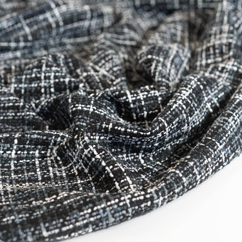 Italian Wool Blend Boucle - Black / White
