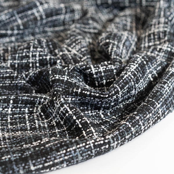 Italian Wool Blend Boucle - Black / White