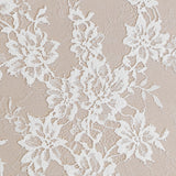 Ivory Fine Floral Lace — featuring scalloped edges, eyelash detail and floral motifs, in nylon, 130cm wide