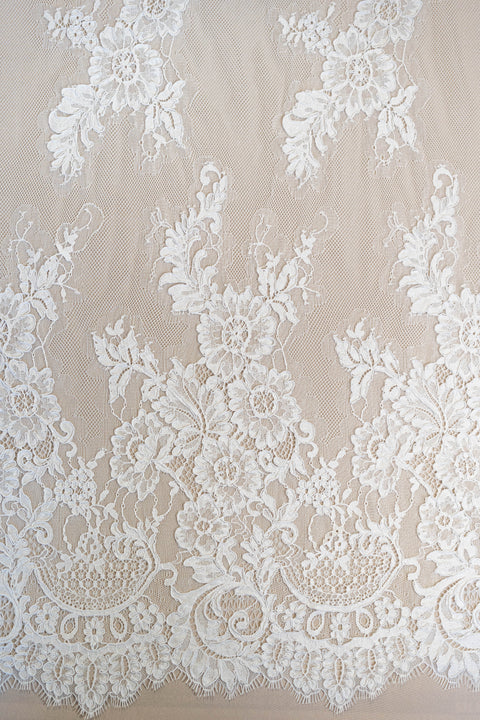 Corded Floral Lace (1641) White