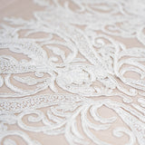 Ivory Beaded Tulle — featuring hand-beading, 100% nylon, 130cm wide