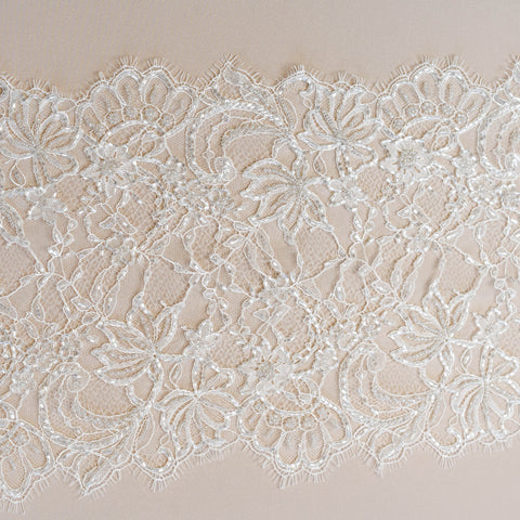 Floriated Beaded Lace Trim (1658BT) - Ivory