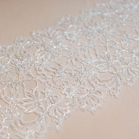 Floriated Beaded Lace Trim (1658BT) - Ivory