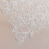 Light Ivory Floriated Beaded Lace Trim — featuring scalloped edges, eyelash detail and floral motifs, in nylon, 30cm wide