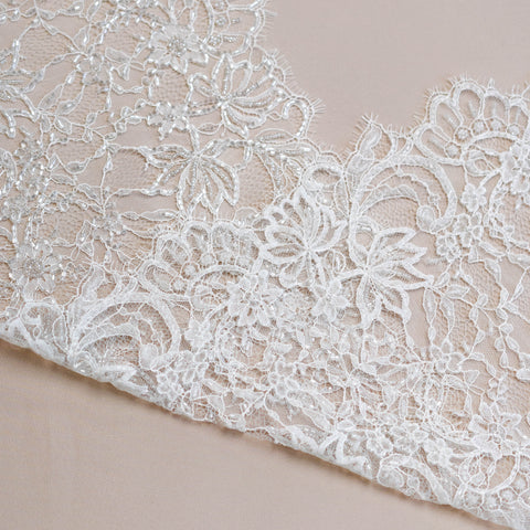 Floriated Beaded Lace Trim (1658BT) - Ivory