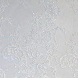 Floral Motif Beaded Fine Lace (1658BD) - Ivory