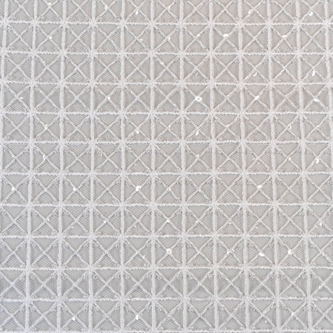 Lattice Embroidered Tulle (LV11001) - White