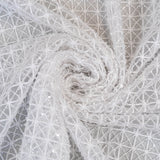 White Lattice Embroidered Tulle — featuring hand-beading and sequins, 50% nylon 50% rayon, 130cm wide