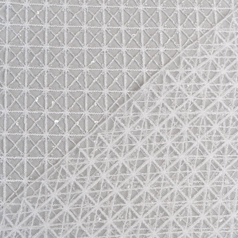 Lattice Embroidered Tulle (LV11001) - White