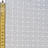 White Lattice Embroidered Tulle — featuring hand-beading and sequins, 50% nylon 50% rayon, 130cm wide