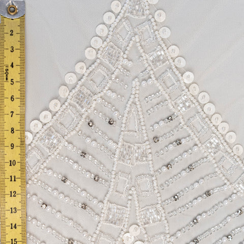Cutwork Beaded Tulle (K24911) - Ivory