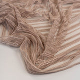Skin Spot Stripe Embroidered Tulle — featuring scalloped edges, 50% nylon 50% rayon, 130cm wide