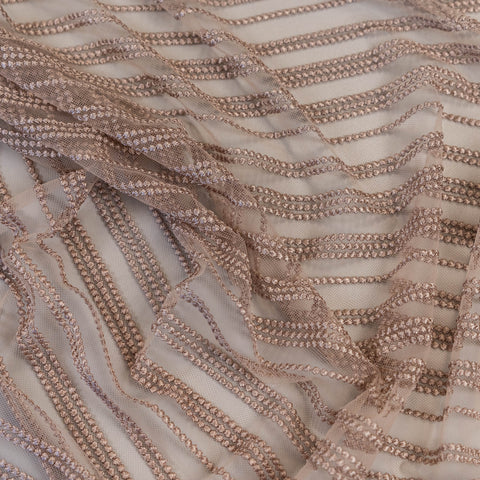 Spot Stripe Embroidered Tulle (LV10975) - Skin
