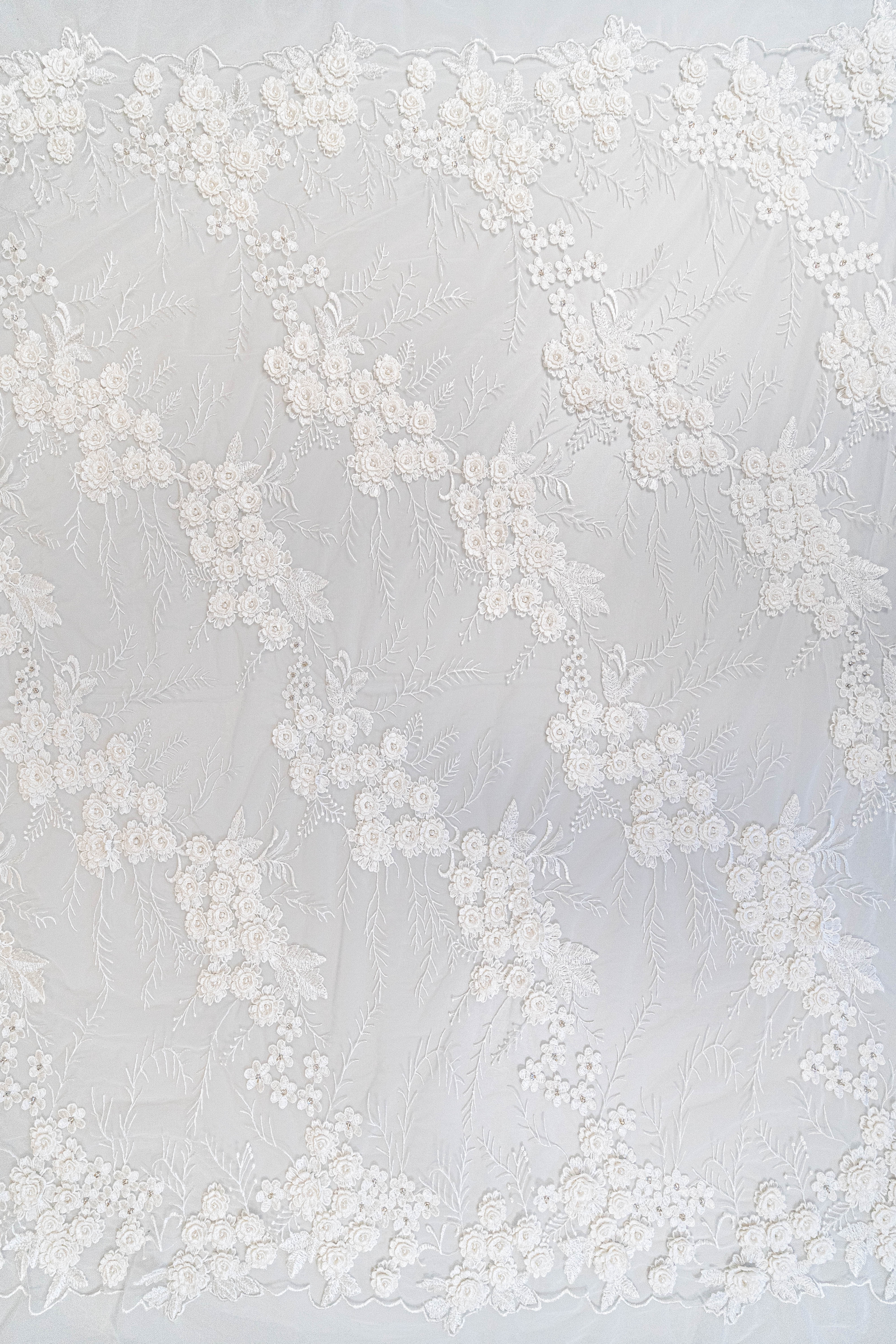 Embroidered 3D Tulle (K25675) - Ivory