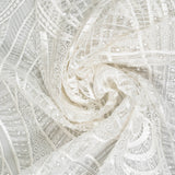 Ivory Embellished Tulle — featuring scalloped edges and hand-beading, 50% nylon 50% rayon, 130cm wide
