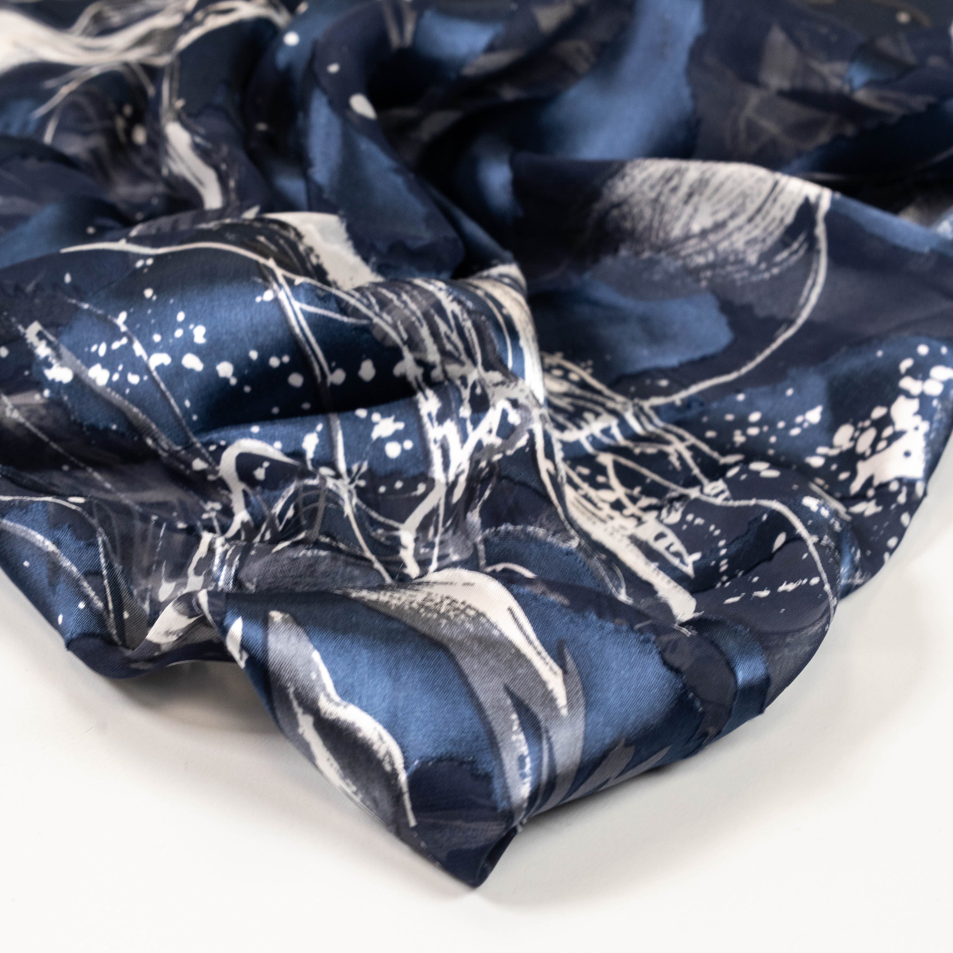 Printed Silk Devore - Navy (108cm)