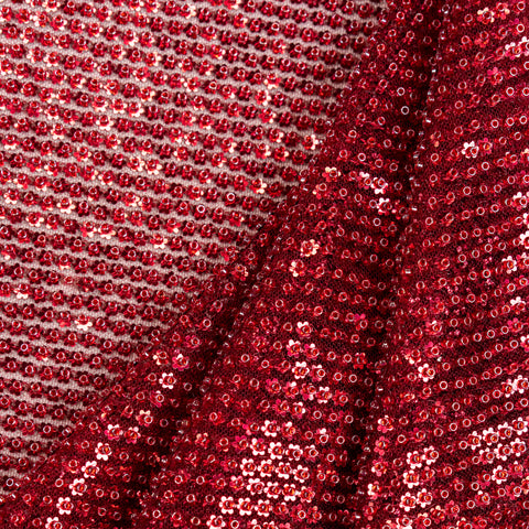 Mini Flower Sequin Embellished Tulle (VJ1256213) - Ruby