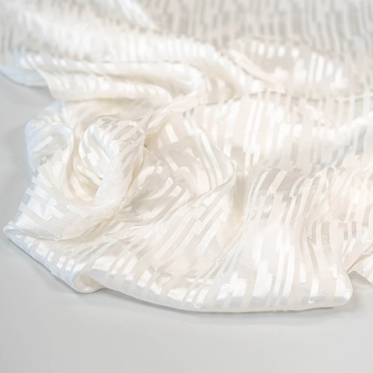 Satin Striped Silk Burnout - Ivory