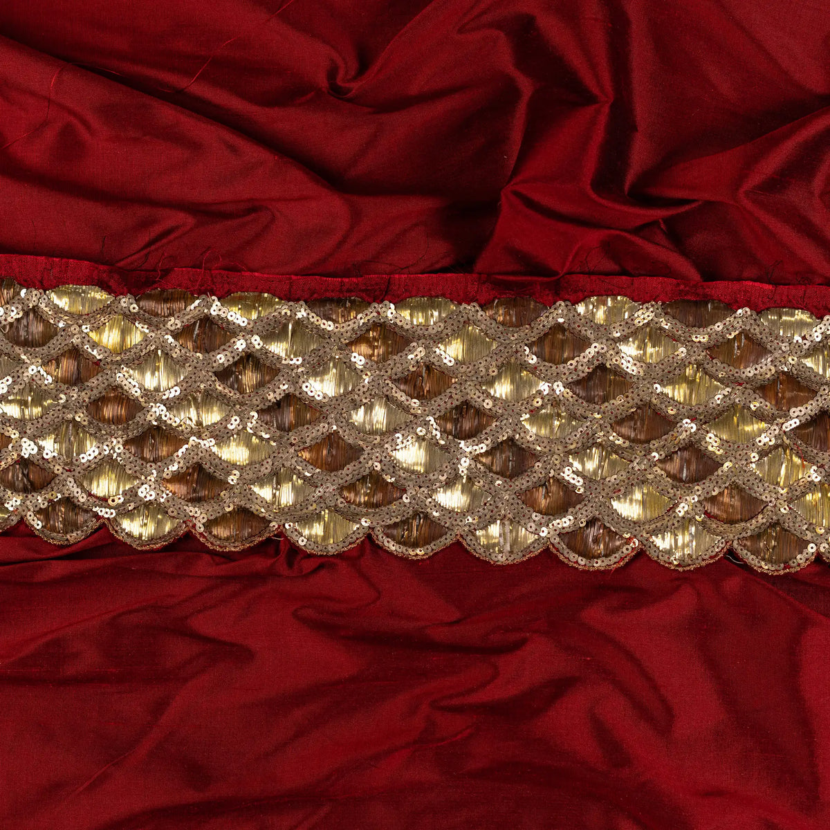 Vintage Couture Hand-Embroidered Trim - Gold / Wine