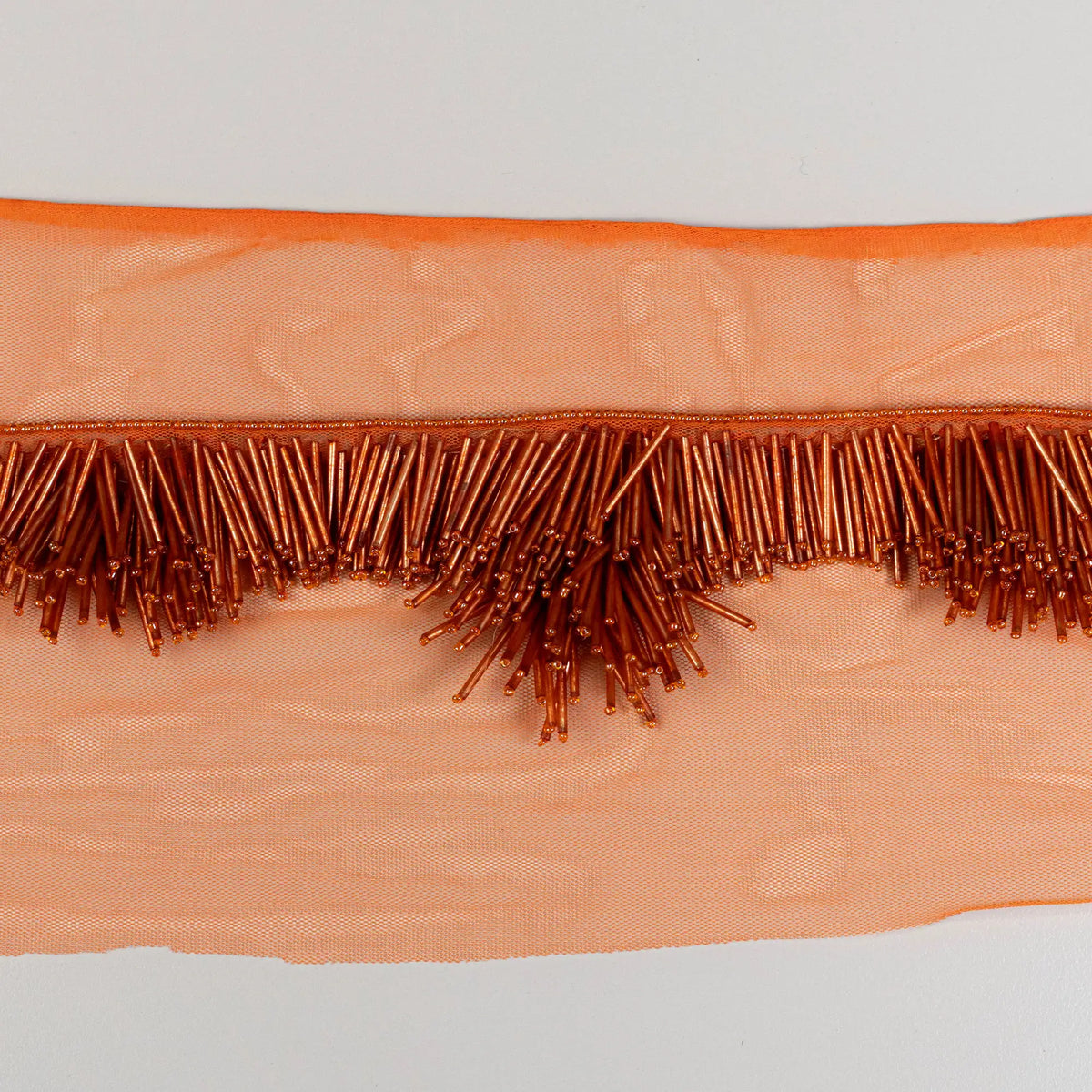 Bugle Beaded Fringe Trim (K23897) - Burnt Orange